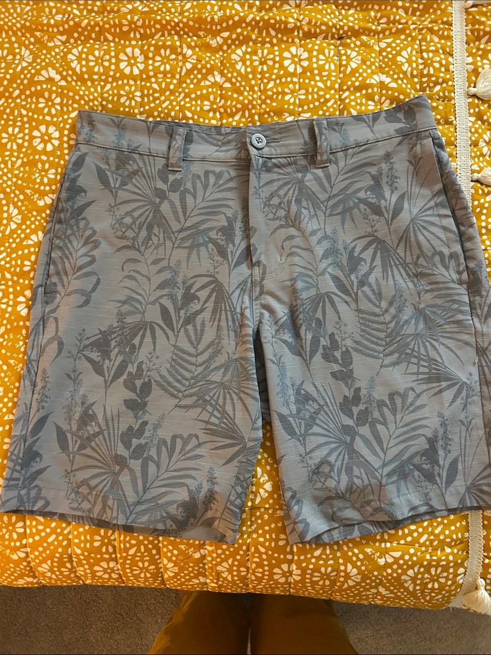 Travis Mathew Gray Tropical-Print Flat Front Shorts